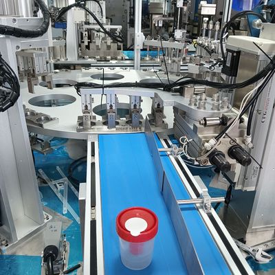 Bom preço. Máquina de montagem automática não padrão de copos de urina com taxa qualificada de 99% para montagem de produtos médicos de alta eficiência on-line